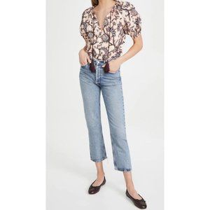 A.L.C. Elly Tassel Top Cream Light Blue Size 8